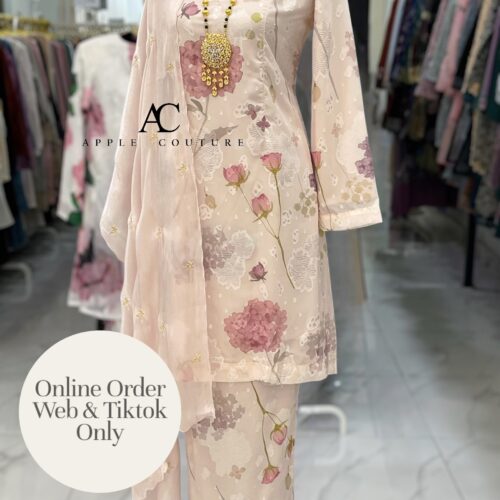 CAMELIA KURUNG MODEN EMBOSS CHIFFON NUDE PURPLE