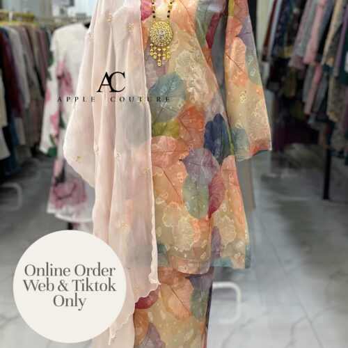 CAMELIA KURUNG MODEN EMBOSS CHIFFON LEAVES COLOURFUL