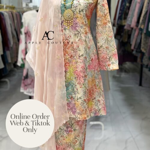 CAMELIA KURUNG MODEN EMBOSS CHIFFON RAINBOW FLORAL