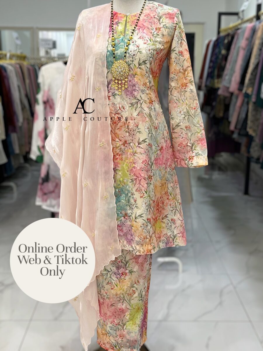 CAMELIA KURUNG MODEN EMBOSS CHIFFON RAINBOW FLORAL