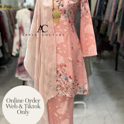CAMELIA KURUNG MODEN EMBOSS CHIFFON PASTEL PINK