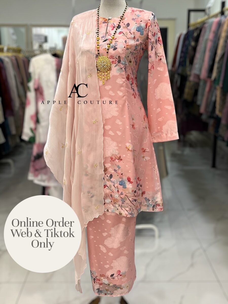 CAMELIA KURUNG MODEN EMBOSS CHIFFON PASTEL PINK