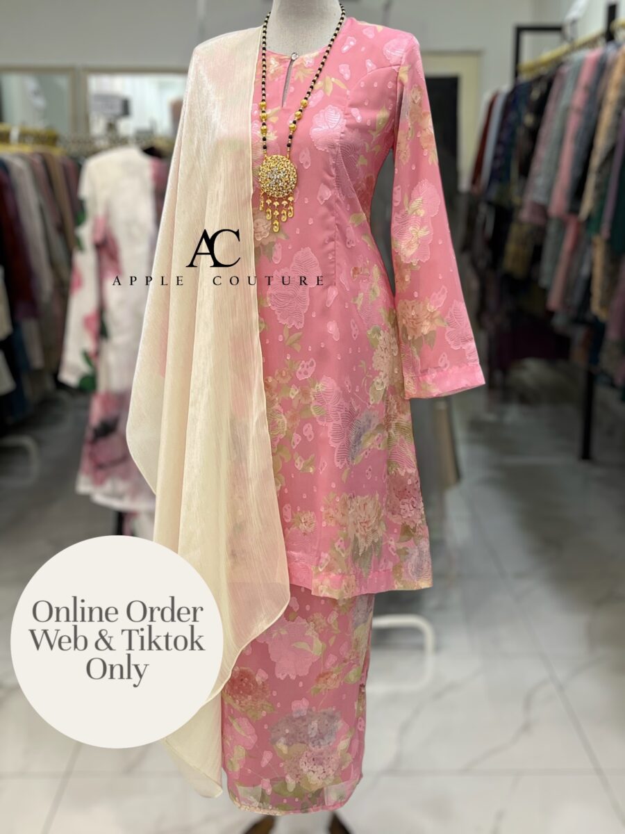 CAMELIA KURUNG MODEN EMBOSS CHIFFON ROSE PINK FLORAL