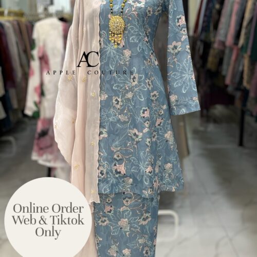 CAMELIA KURUNG MODEN EMBOSS CHIFFON ASH BLUE