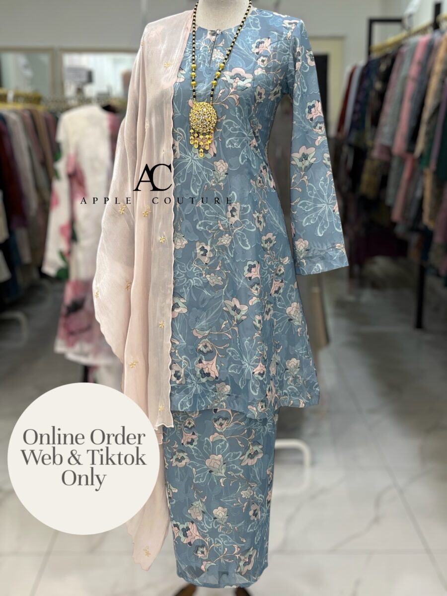 CAMELIA KURUNG MODEN EMBOSS CHIFFON ASH BLUE