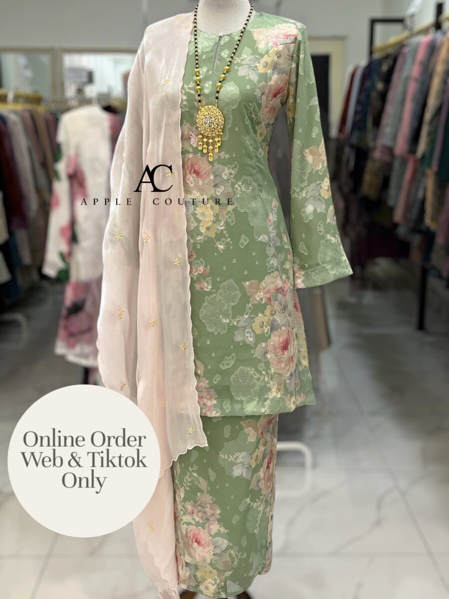 CAMELIA KURUNG MODEN EMBOSS CHIFFON SAGE GREEN