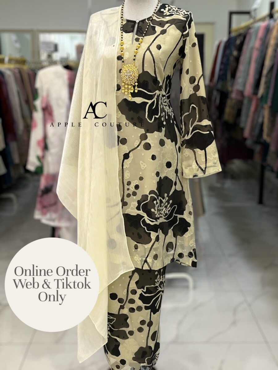 CAMELIA KURUNG MODEN EMBOSS CHIFFON LIGHT CREAMY