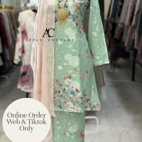 CAMELIA KURUNG MODEN EMBOSS CHIFFON MINT FLORAL
