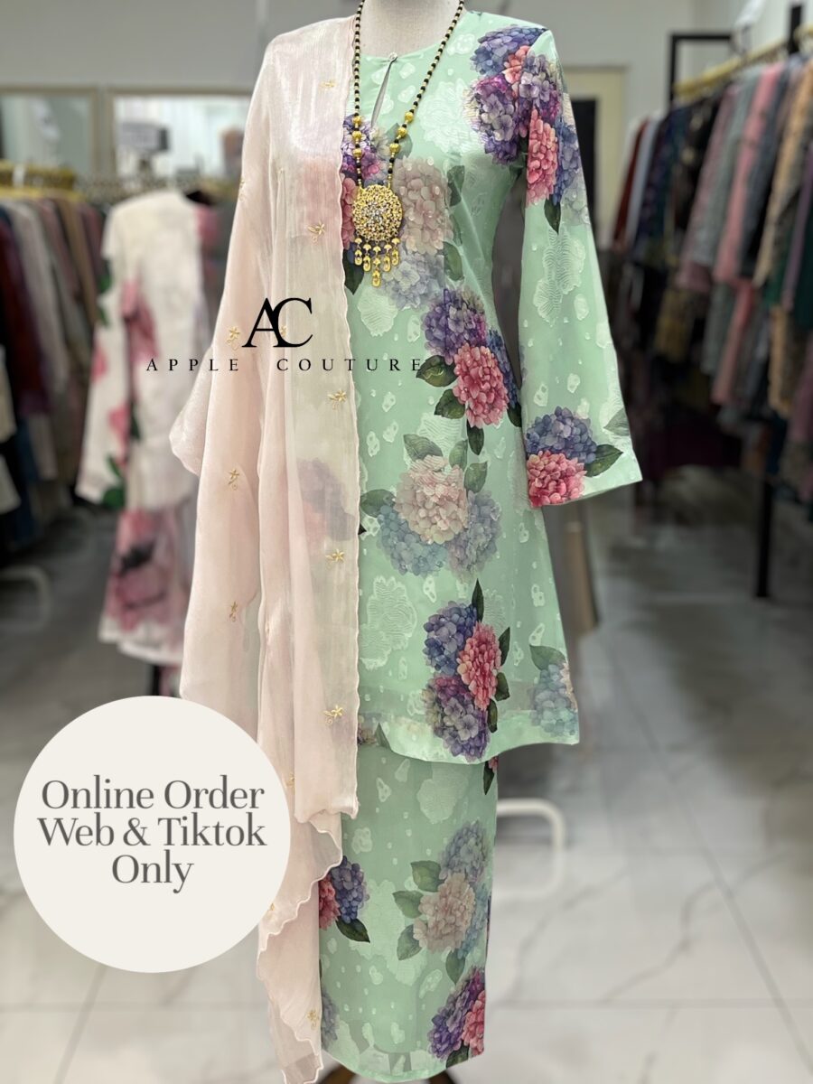 CAMELIA KURUNG MODEN EMBOSS CHIFFON MINT GREEN
