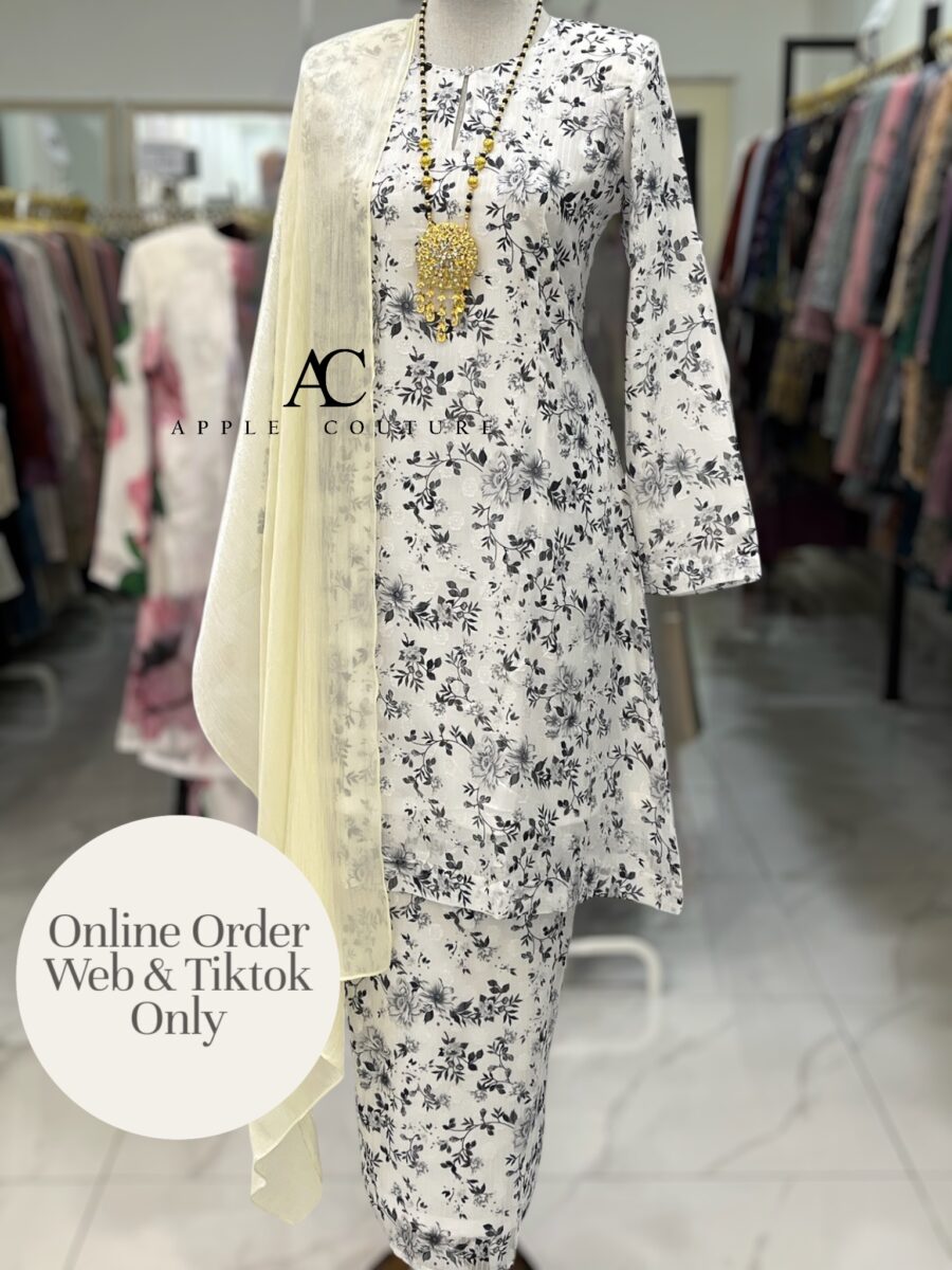 CAMELIA KURUNG MODEN EMBOSS CHIFFON WHITE