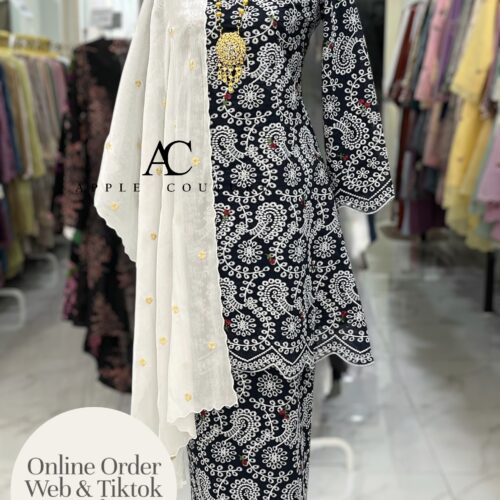 CAMELIA KURUNG PREMIUM VOILE EMBROIDERY BLUE BLACK