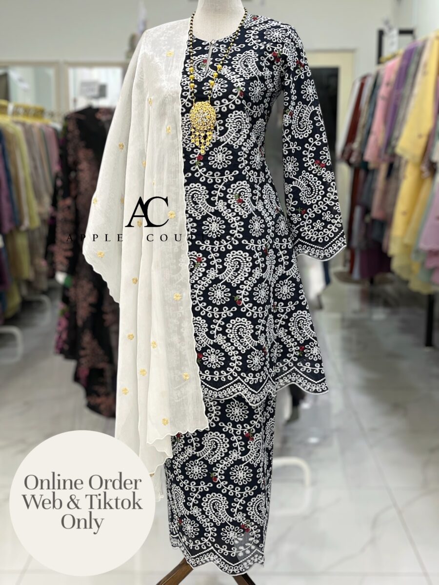 CAMELIA KURUNG PREMIUM VOILE EMBROIDERY BLUE BLACK