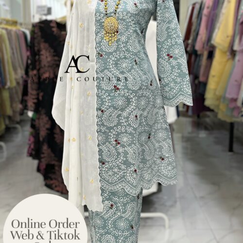 CAMELIA KURUNG PREMIUM VOILE EMBROIDERY MINT