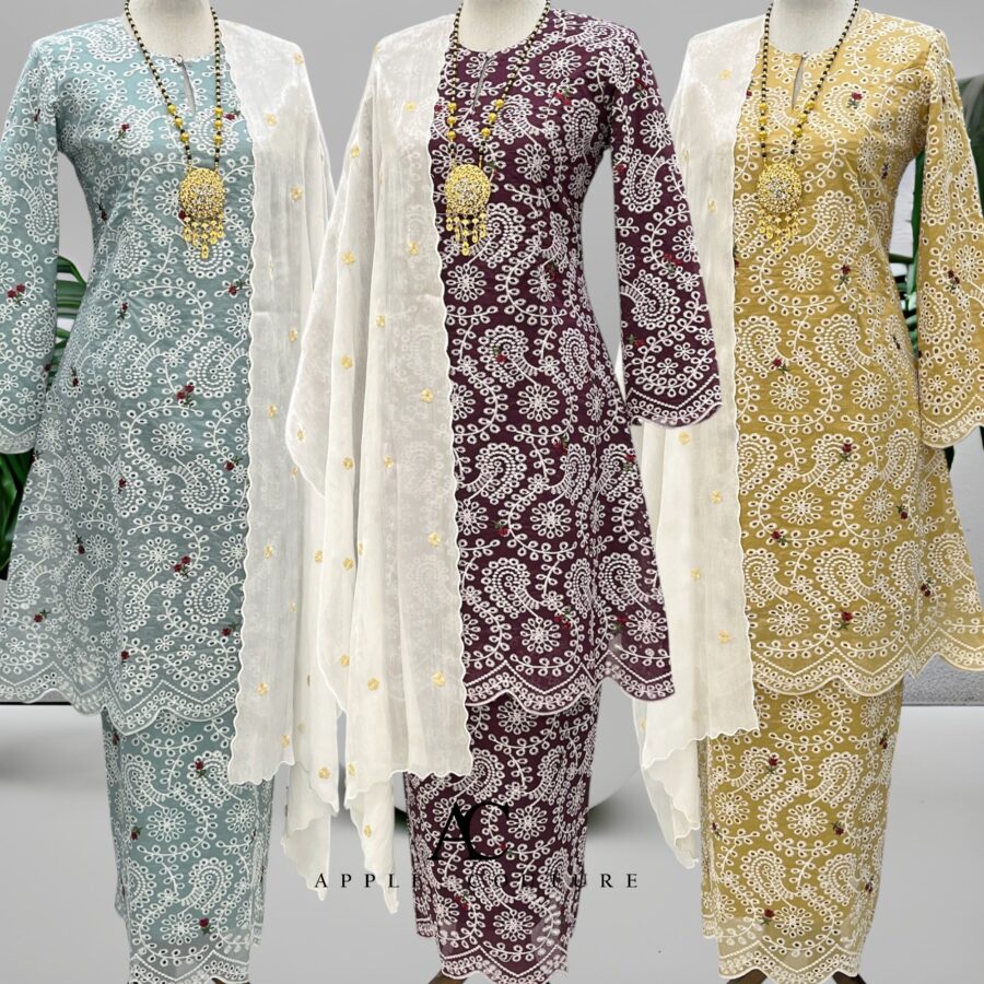 CAMELIA KURUNG PREMIUM VOILE EMBROIDERY GOLDEN MUSTARD - Image 3