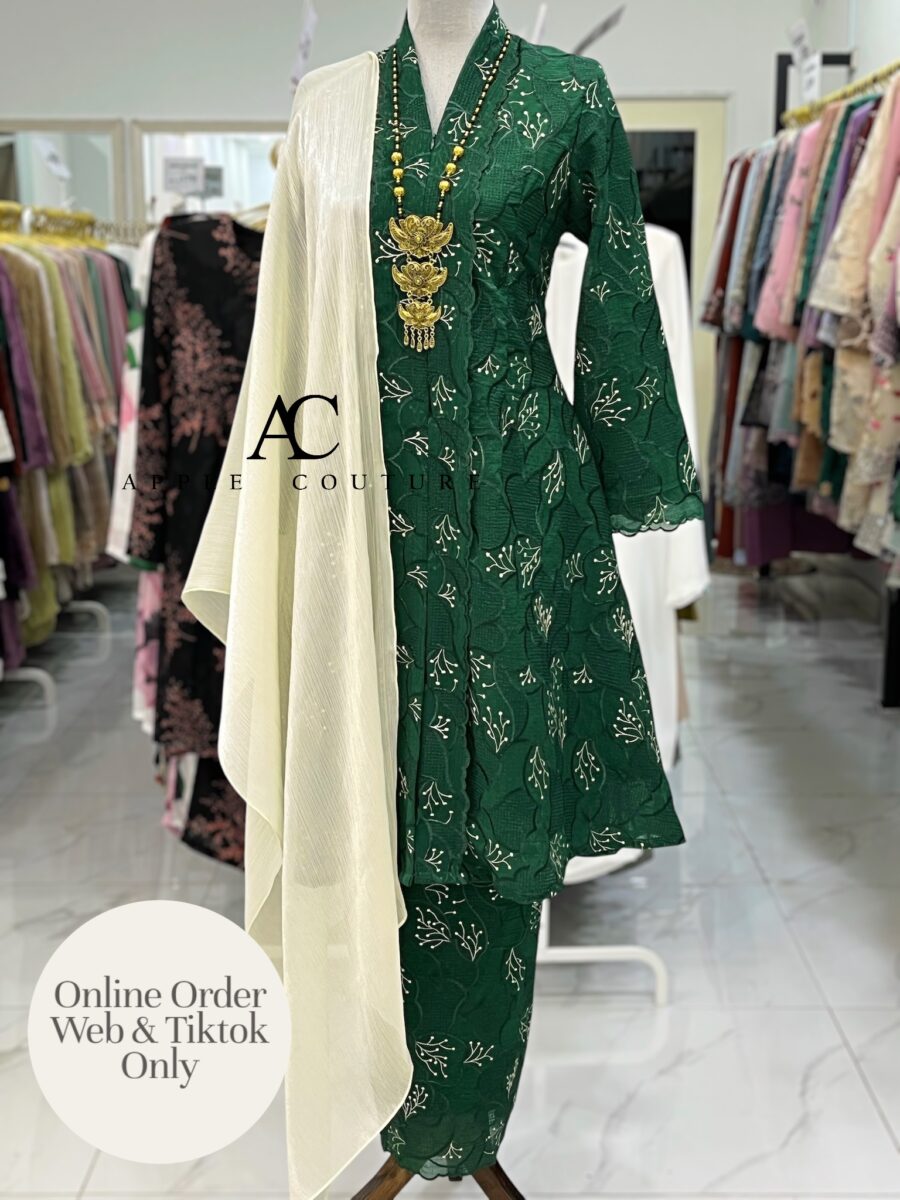 KEBAYA LABUH PREMIUM ORGANZA EMERALD GREEN