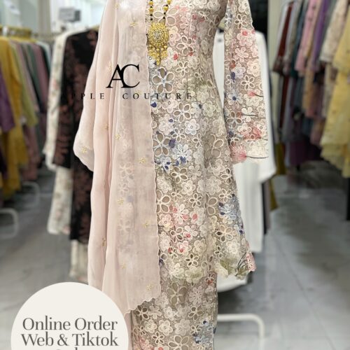 CAMELIA KURUNG MODEN SULAM LACE BEIGE BLUE