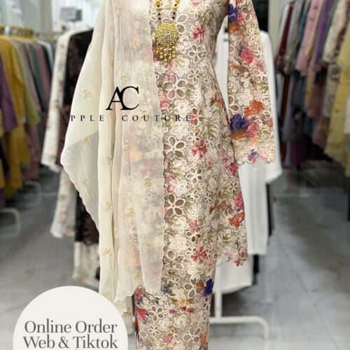 CAMELIA KURUNG MODEN SULAM LACE BEIGE ORANGE