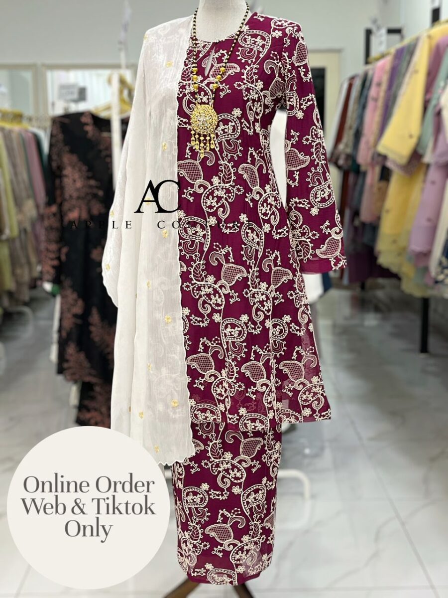 CAMELIA KURUNG MODEN SULAM ORGANZA MAGENTA