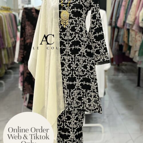 CAMELIA KURUNG MODEN SULAM ORGANZA BLACK