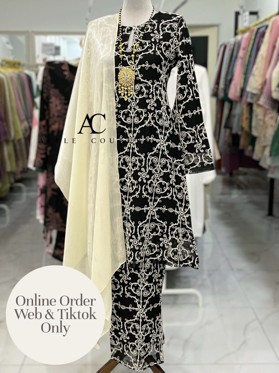 CAMELIA KURUNG MODEN SULAM ORGANZA BLACK