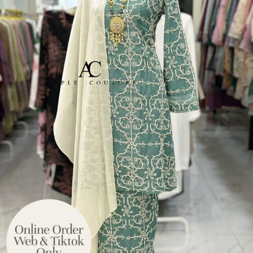 CAMELIA KURUNG MODEN SULAM ORGANZA MINT