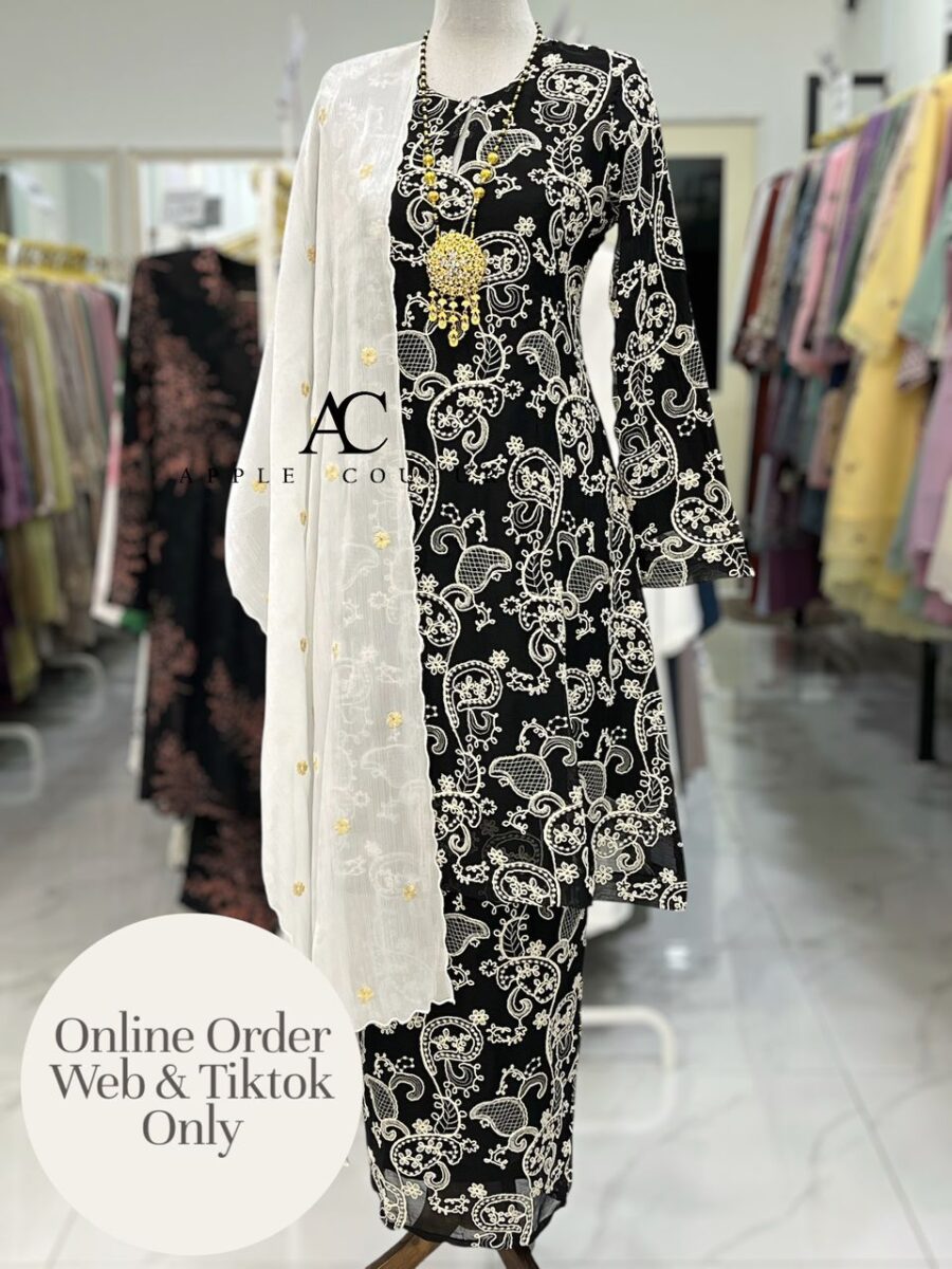 CAMELIA KURUNG MODEN SULAM ORGANZA BLACK