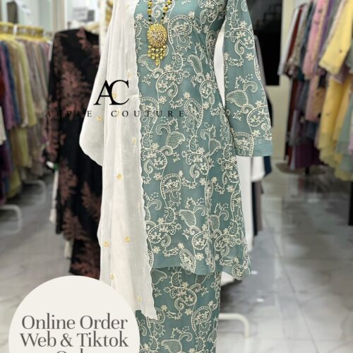 CAMELIA KURUNG MODEN SULAM ORGANZA MINT