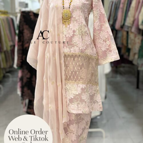 CEMARA KURUNG PREMIUM SOFT JAQUARD EMBROIDERY BABY PINK