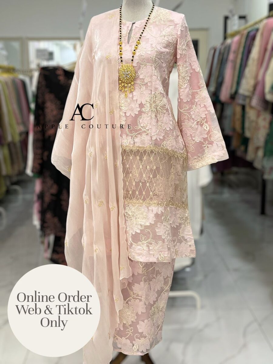 CAMELIA KURUNG PREMIUM SOFT JAQUARD EMBROIDERY BABY PINK