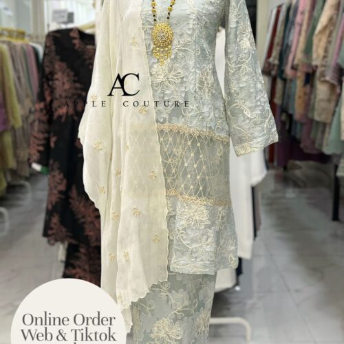CEMARA KURUNG PREMIUM SOFT JAQUARD EMBROIDERY PASTEL MINT