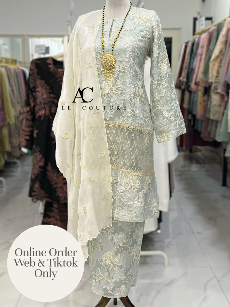 CAMELIA KURUNG PREMIUM SOFT JAQUARD EMBROIDERY PASTEL MINT
