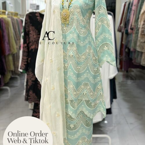 ADINDA KURUNG 2.0 SOFT WOLLY CREPE EMBROIDERY MINT