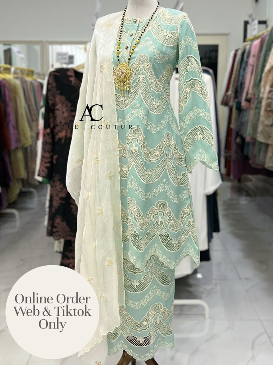 ADINDA KURUNG 2.0 SOFT WOLLY CREPE EMBROIDERY MINT