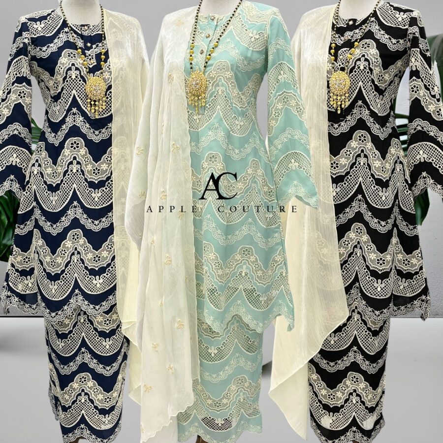 ADINDA KURUNG 2.0 SOFT WOLLY CREPE EMBROIDERY CREAM - Image 3