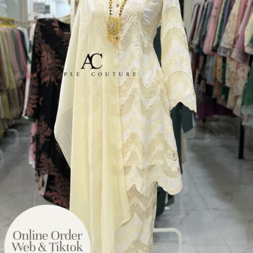 ADINDA KURUNG 2.0 SOFT WOLLY CREPE EMBROIDERY CREAM