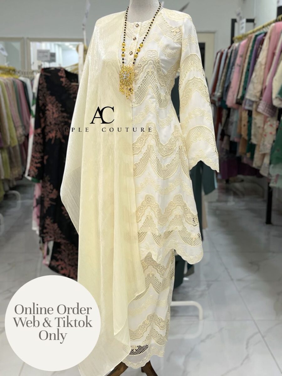 ADINDA KURUNG 2.0 SOFT WOLLY CREPE EMBROIDERY CREAM