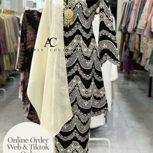 ADINDA KURUNG 2.0 SOFT WOLLY CREPE EMBROIDERY BLACK