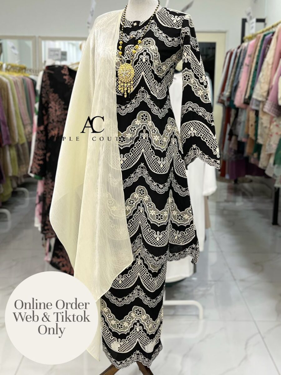 ADINDA KURUNG 2.0 SOFT WOLLY CREPE EMBROIDERY BLACK
