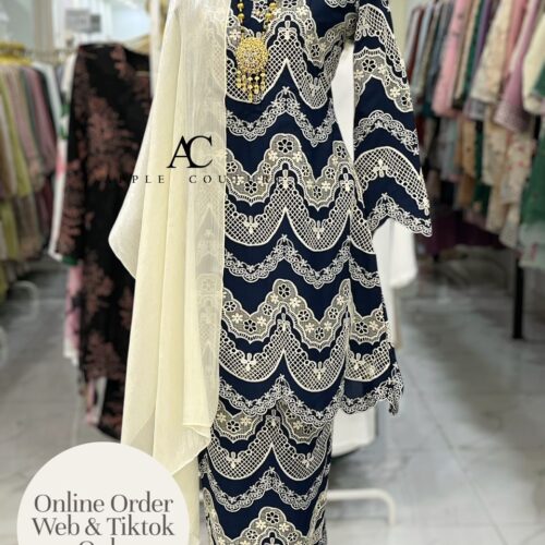 ADINDA KURUNG 2.0 SOFT WOLLY CREPE EMBROIDERY DARK BLUE