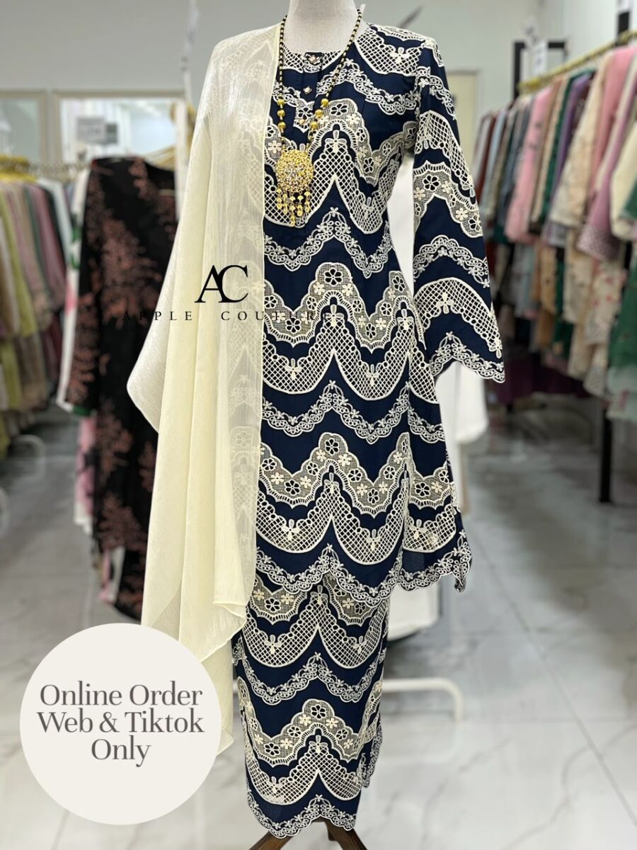 ADINDA KURUNG 2.0 SOFT WOLLY CREPE EMBROIDERY DARK BLUE