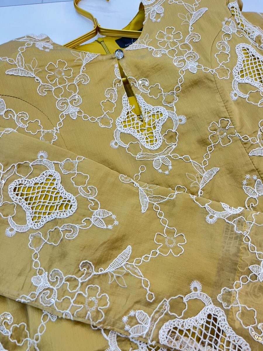 CAMELIA KURUNG MODEN SULAM ORGANZA MUSTARD - Image 3