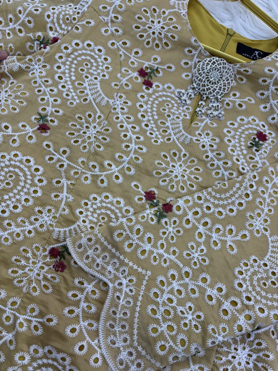 CAMELIA KURUNG PREMIUM VOILE EMBROIDERY GOLDEN MUSTARD - Image 2