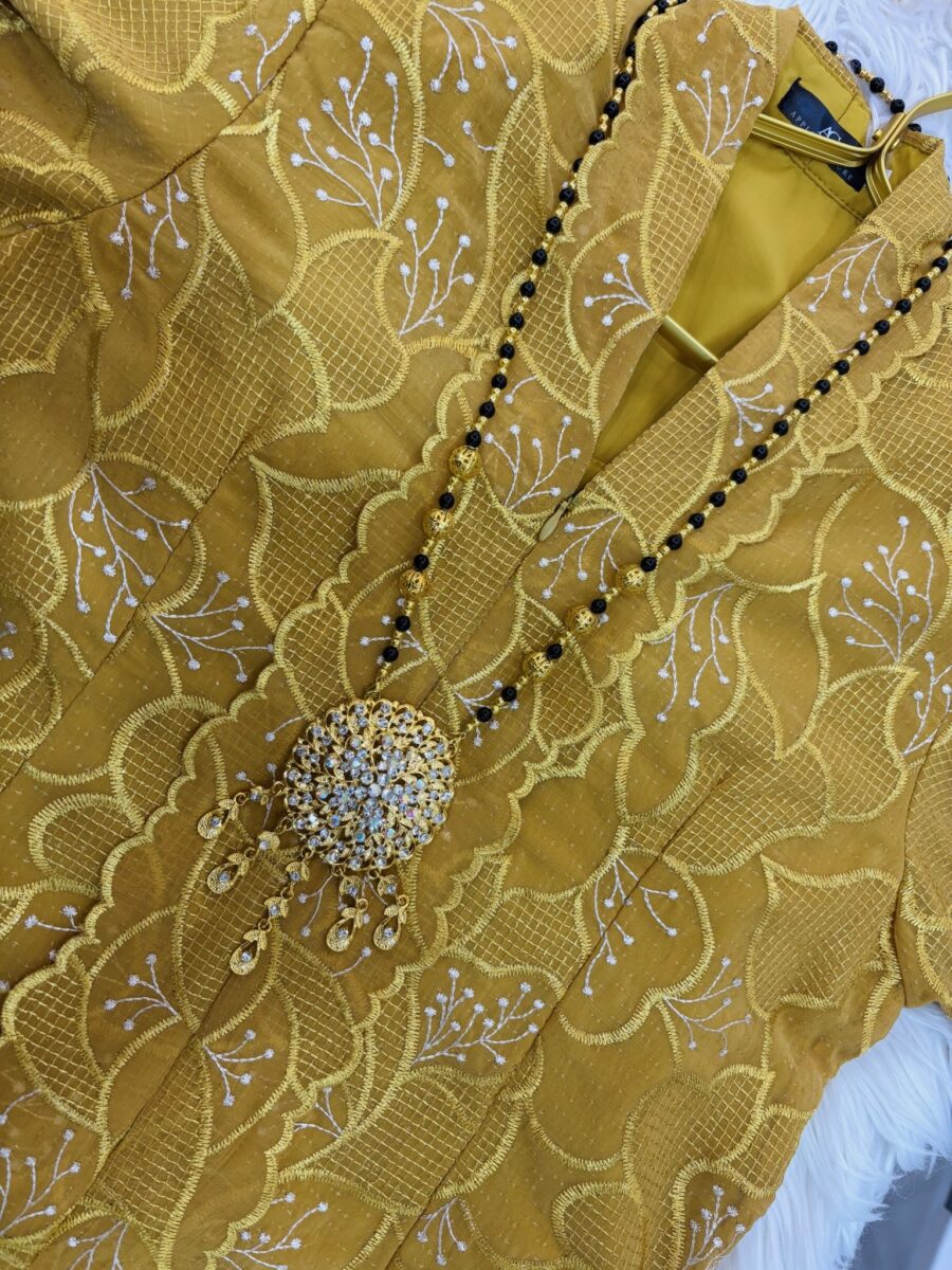 KEBAYA LABUH PREMIUM ORGANZA YELLOW GOLD - Image 2