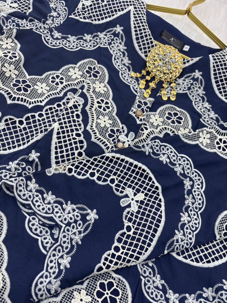 ADINDA KURUNG 2.0 SOFT WOLLY CREPE EMBROIDERY DARK BLUE - Image 2
