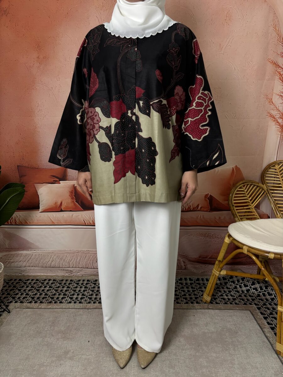 APPLE BATIK TOP BLACK MAROON - Image 2
