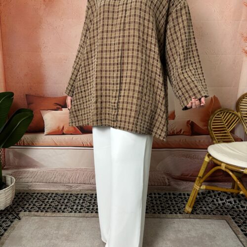 APPLE CHECKED TOP BROWN