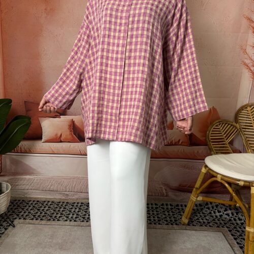 APPLE CHECKED TOP PINK