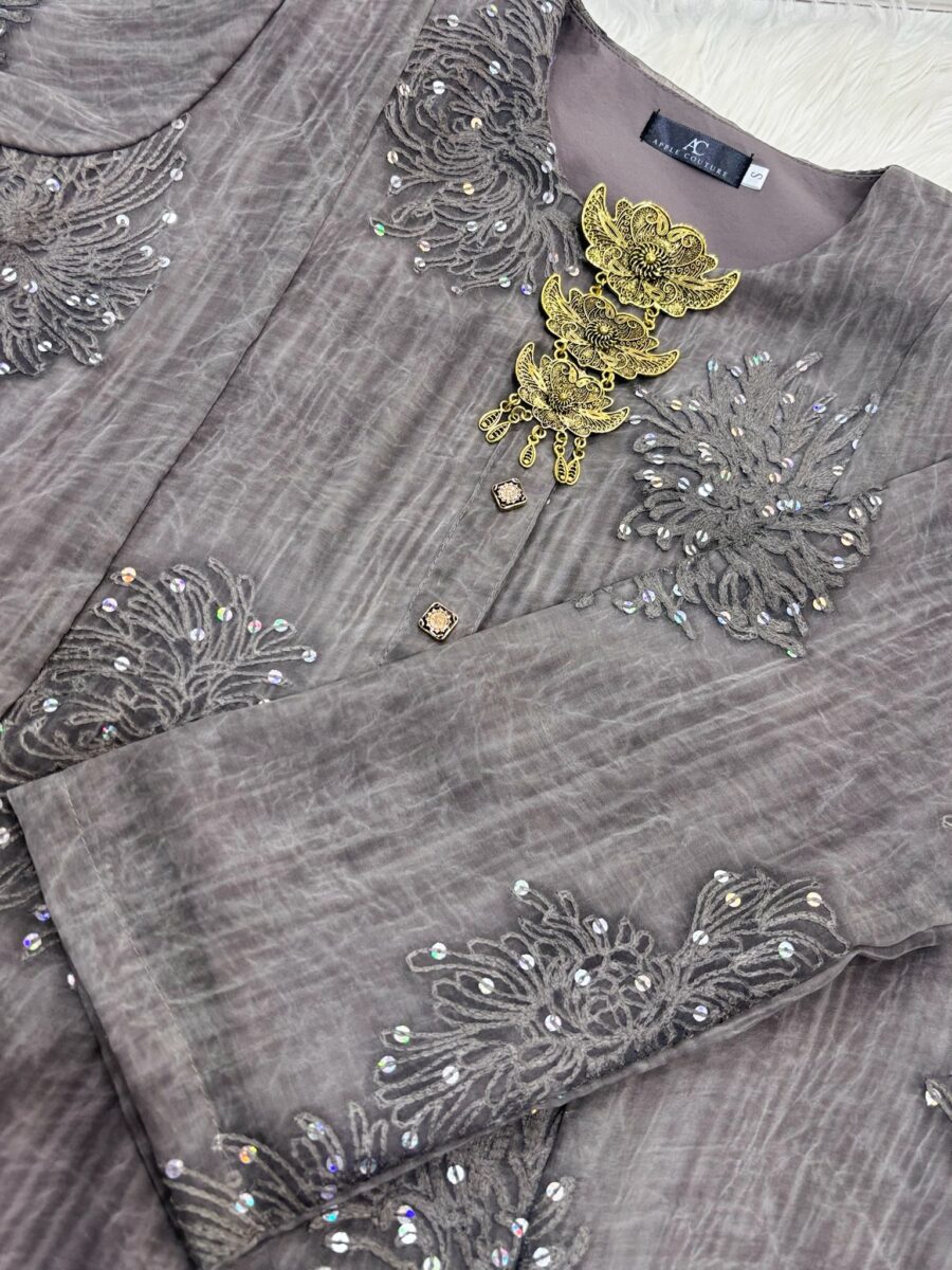 ADINDA KURUNG 2.0 SILK BLEND EMBROIDERY DARK GREY - Image 2