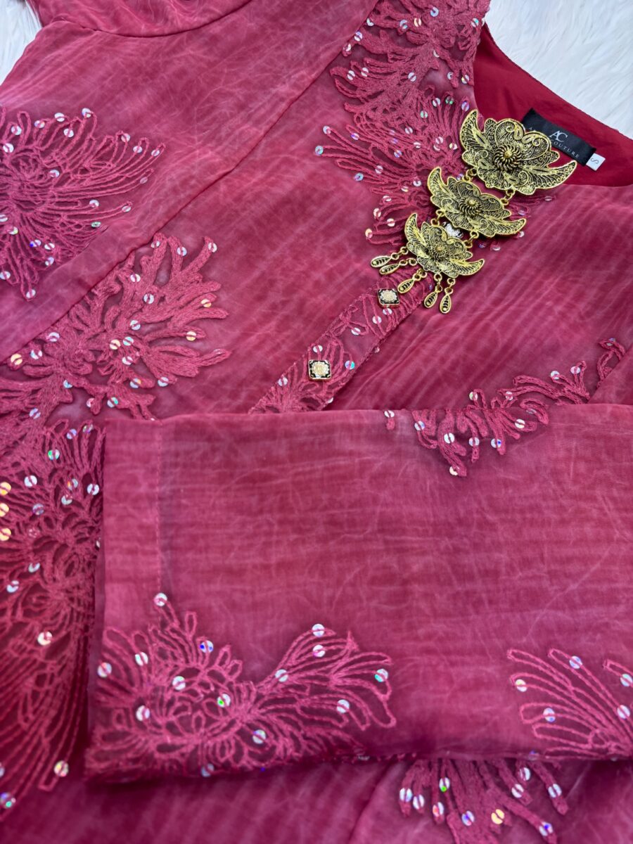 ADINDA KURUNG 2.0 SILK BLEND EMBROIDERY ROSE BERRY - Image 4