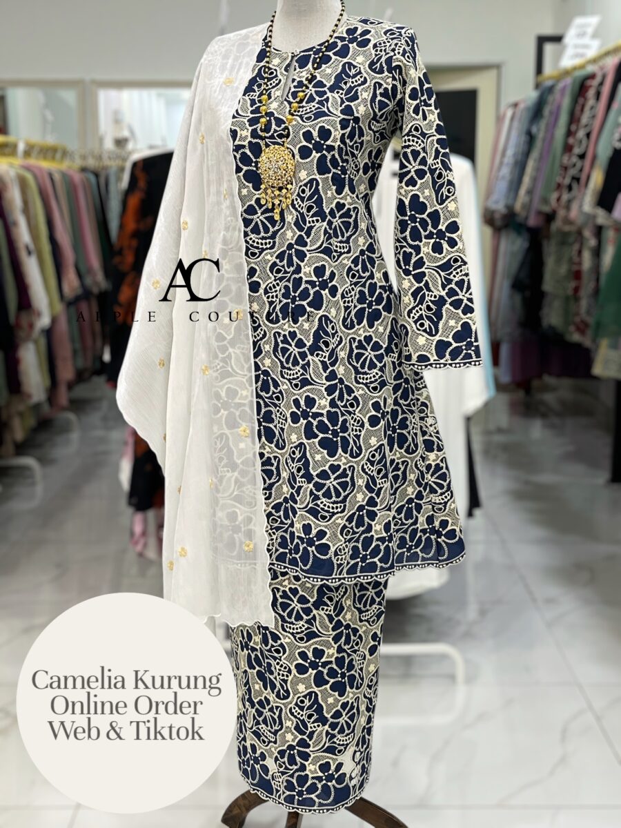 CAMELIA KURUNG PREMIUM GUIPURE LACE NAVY BLUE
